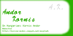 andor kornis business card